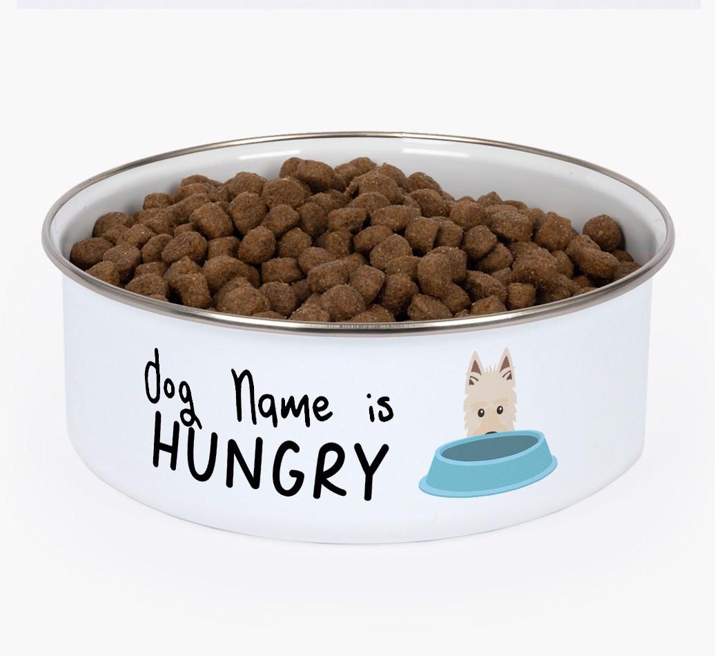 Hungry: Personalized {breedFullName} Enamel Dog Bowl