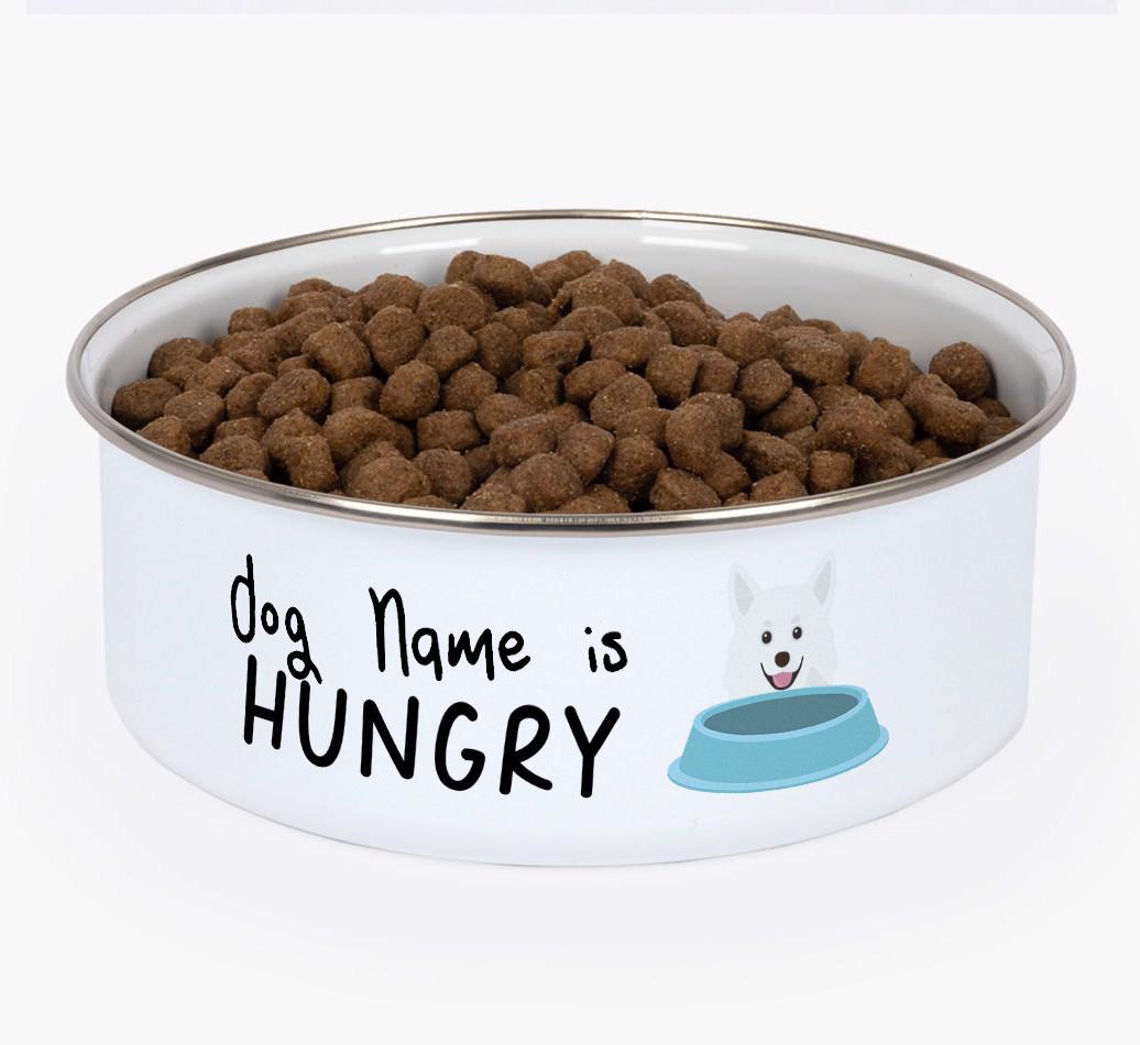Hungry: Personalized {breedFullName} Enamel Dog Bowl