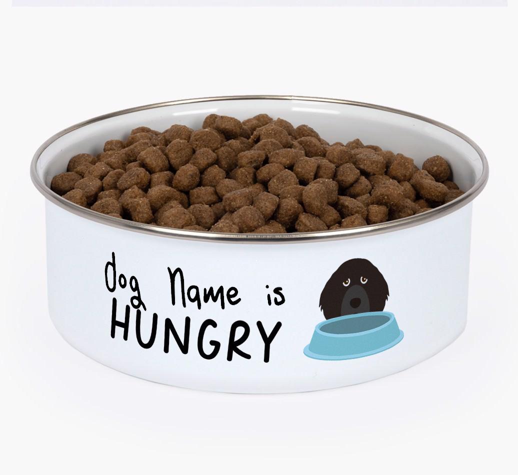 Hungry: Personalized {breedFullName} Enamel Dog Bowl