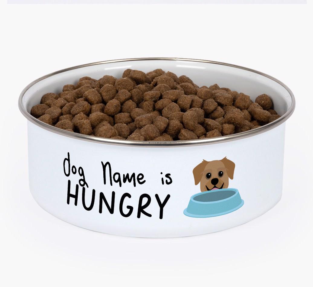 Hungry: Personalized {breedFullName} Enamel Dog Bowl