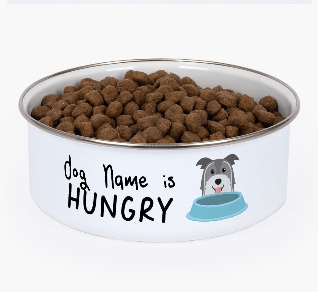 Hungry: Personalized {breedFullName} Enamel Dog Bowl