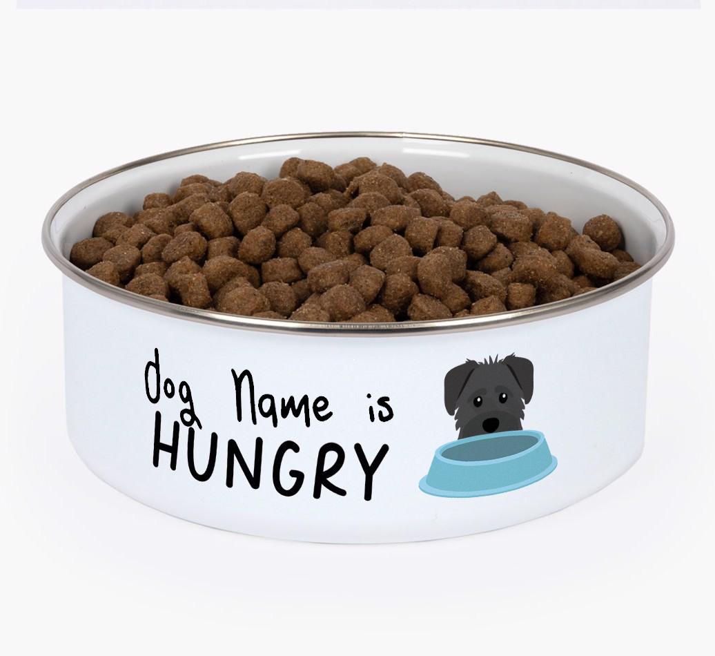 Hungry: Personalized {breedFullName} Enamel Dog Bowl