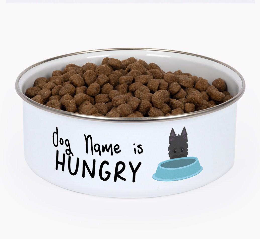 Hungry: Personalized {breedFullName} Enamel Dog Bowl