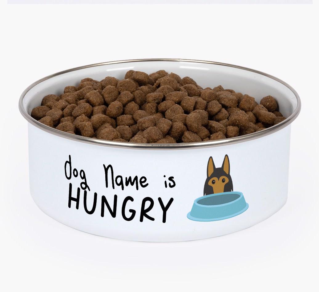 Hungry: Personalized {breedFullName} Enamel Dog Bowl