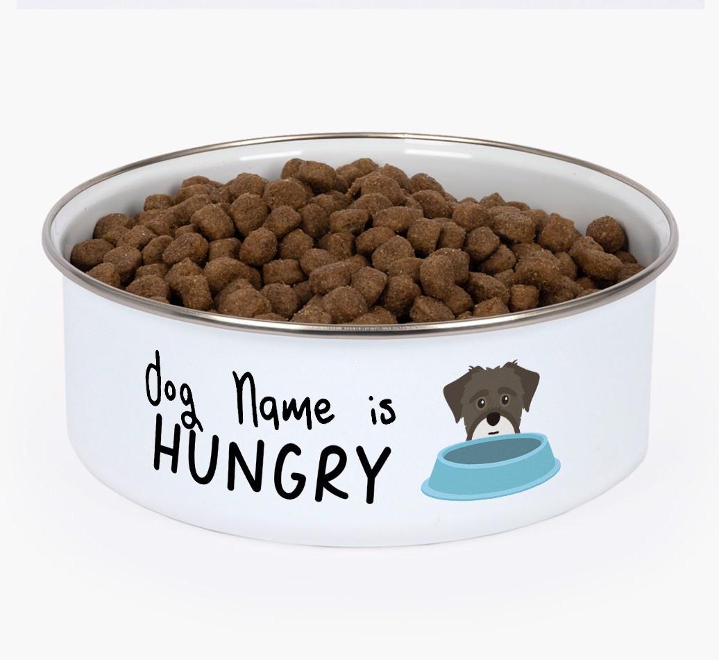 Hungry: Personalized {breedFullName} Enamel Dog Bowl