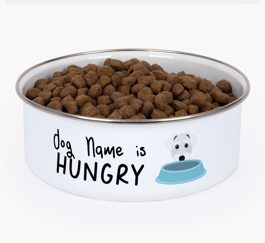 Hungry: Personalized {breedFullName} Enamel Dog Bowl
