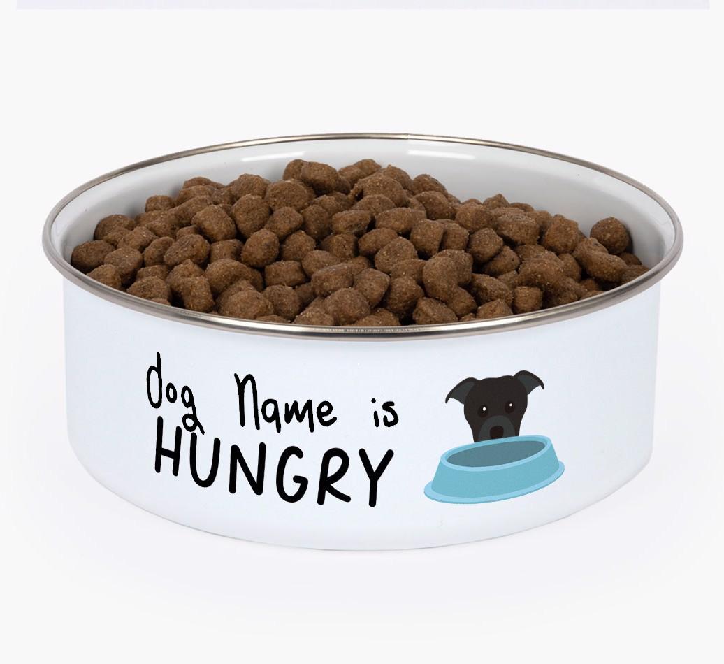Hungry: Personalized {breedFullName} Enamel Dog Bowl