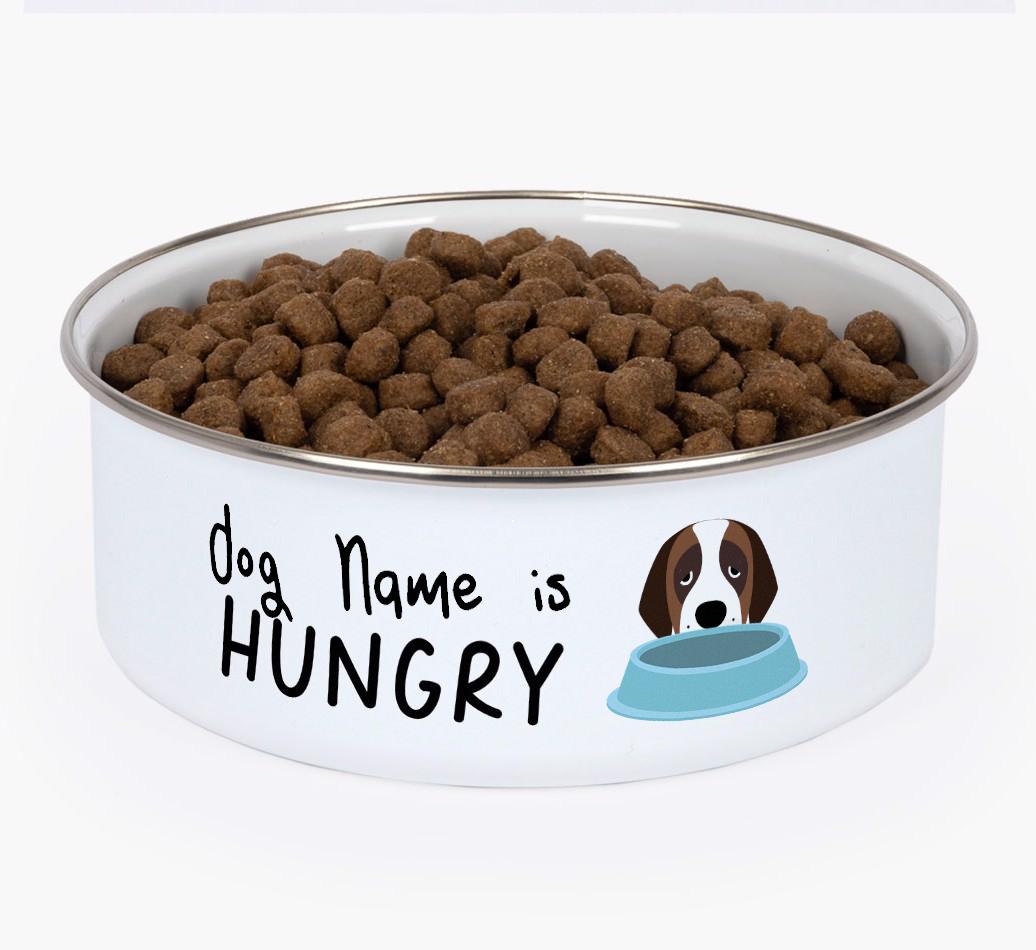 Hungry: Personalized {breedFullName} Enamel Dog Bowl