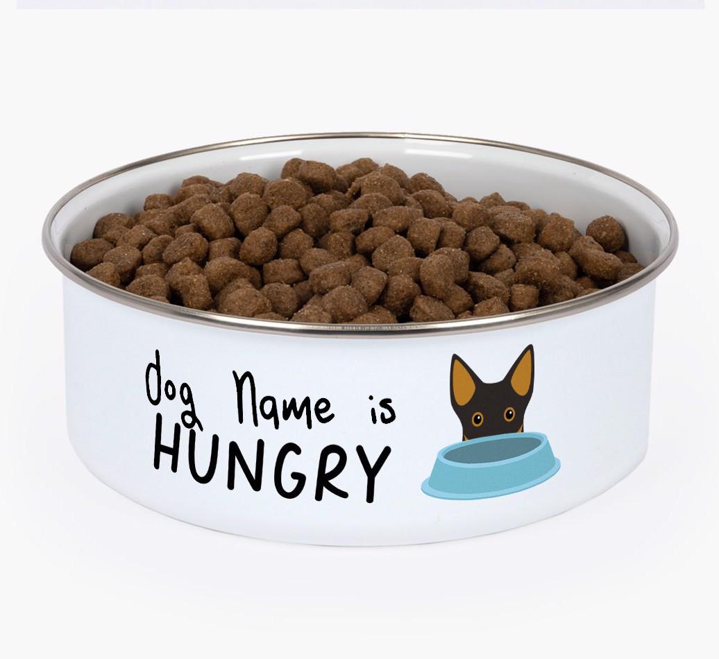 Hungry: Personalized {breedFullName} Enamel Dog Bowl
