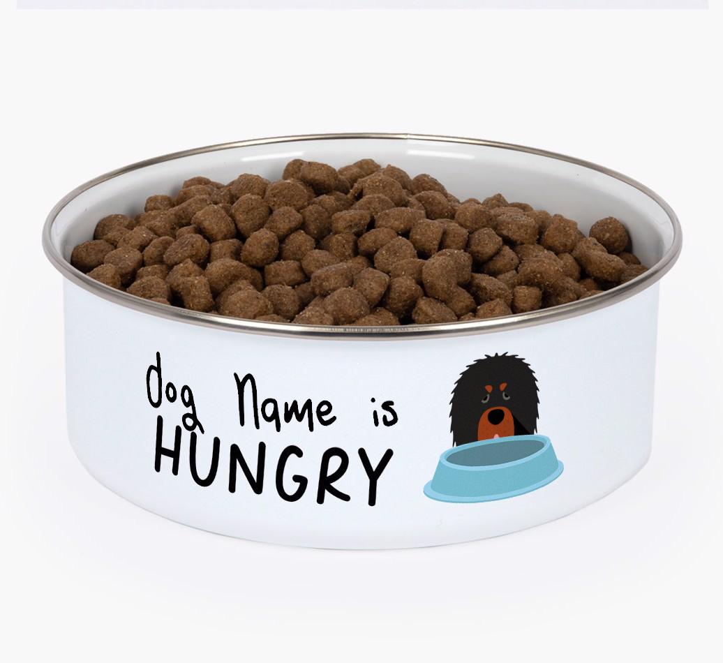 Hungry: Personalized {breedFullName} Enamel Dog Bowl