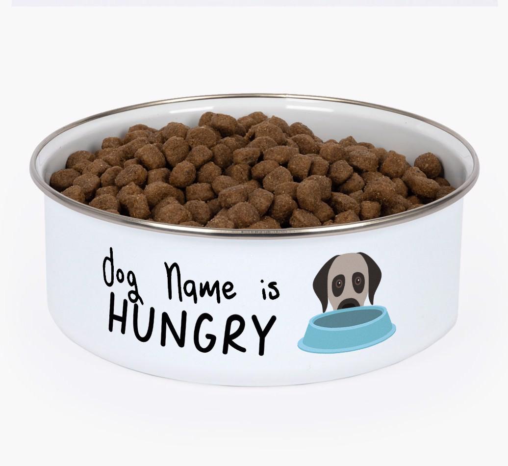Hungry: Personalized {breedFullName} Enamel Dog Bowl