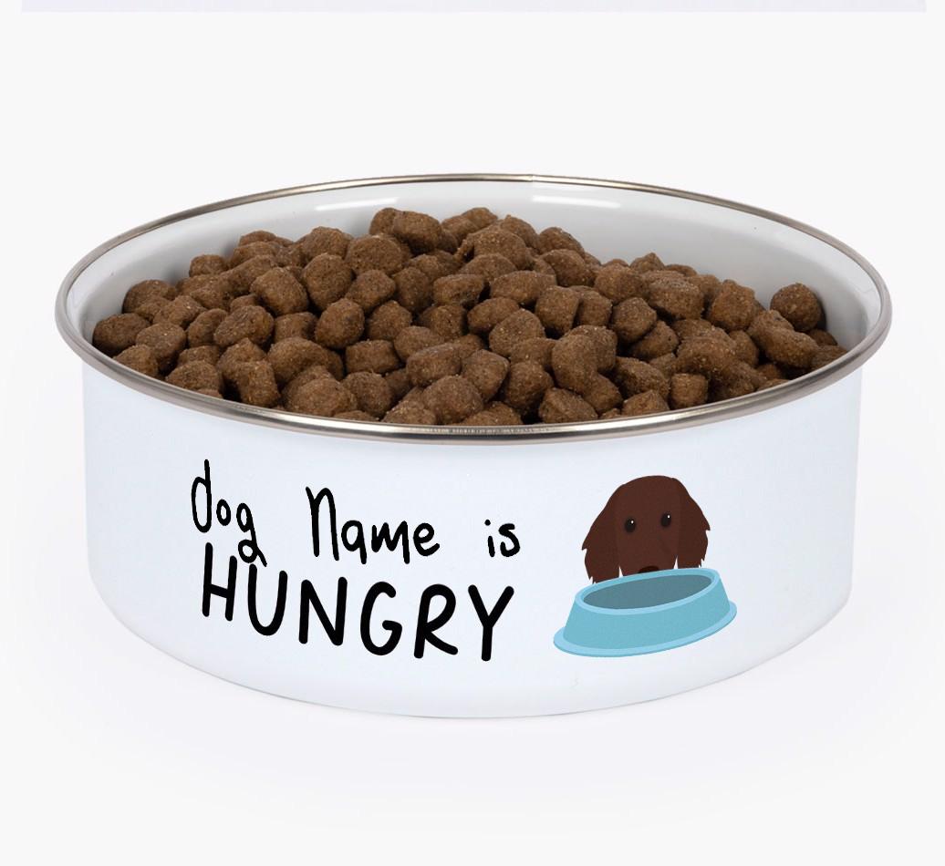 Hungry: Personalized {breedFullName} Enamel Dog Bowl