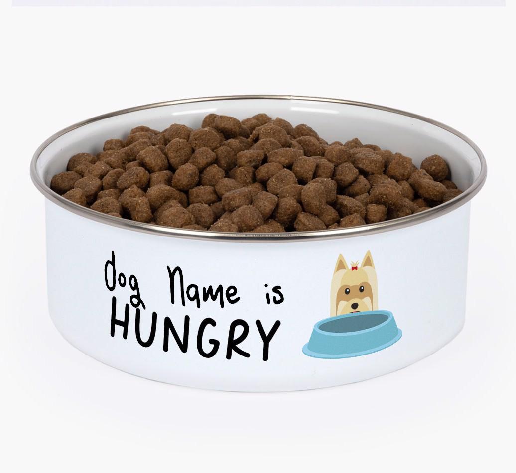 Hungry: Personalised {breedFullName} Enamel Dog Bowl