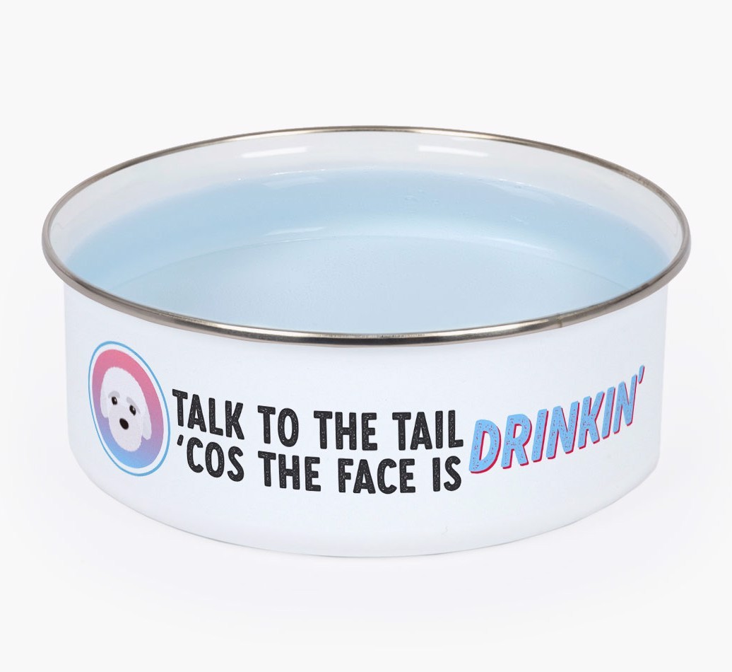 Talk To The Tail: Personalized {breedFullName} Enamel Bowl