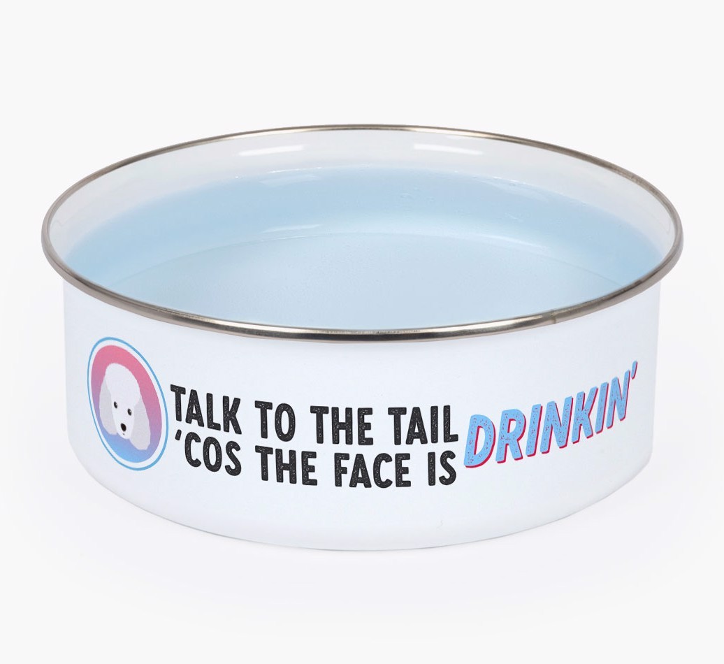 Talk To The Tail: Personalized {breedFullName} Enamel Bowl