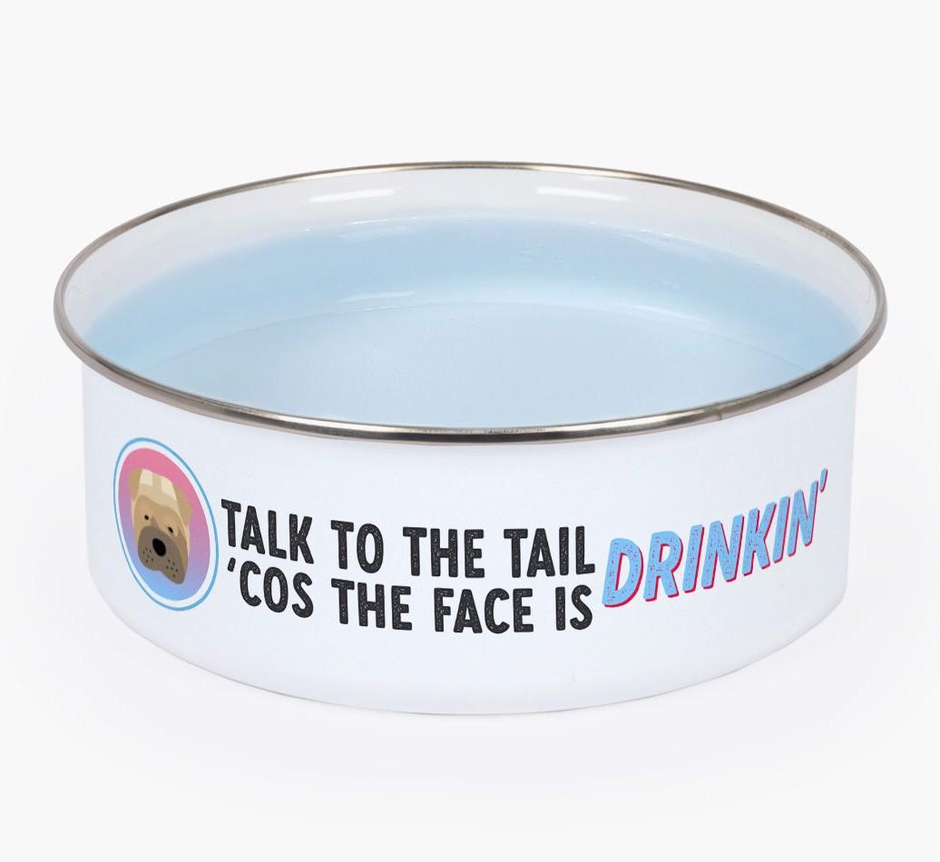 Talk To The Tail: Personalized {breedFullName} Enamel Bowl
