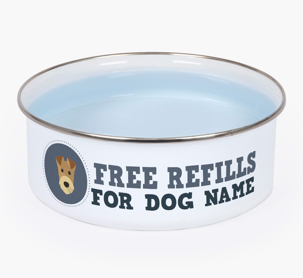 Free Refills: Personalised {breedFullName} Enamel Dog Bowl