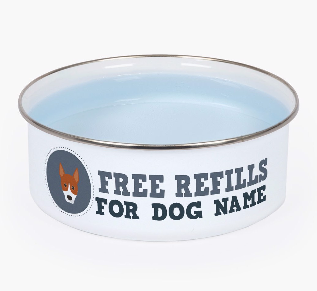 Free Refills: Personalised {breedFullName} Enamel Dog Bowl