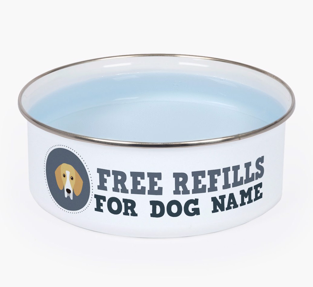 Free Refills: Personalised {breedFullName} Enamel Dog Bowl