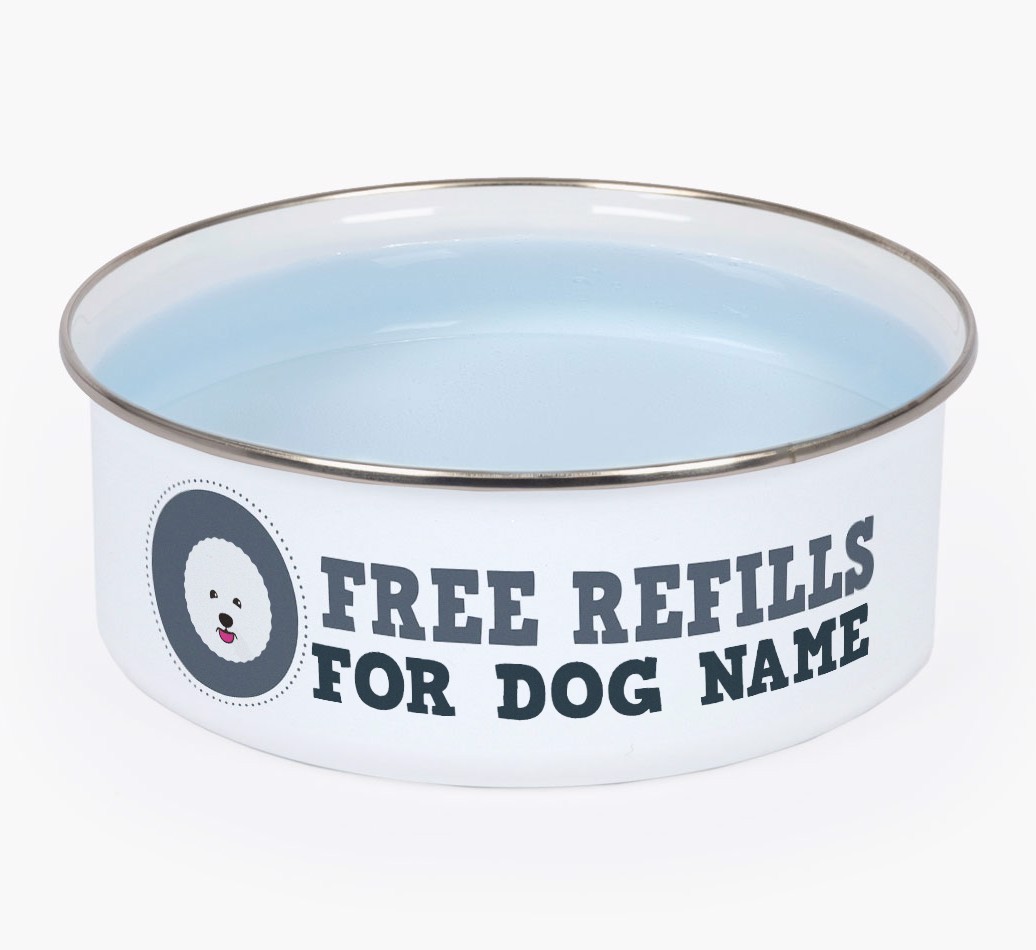 Free Refills: Personalized {breedFullName} Enamel Dog Bowl