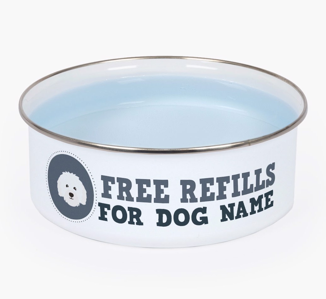 Free Refills: Personalised {breedFullName} Enamel Dog Bowl
