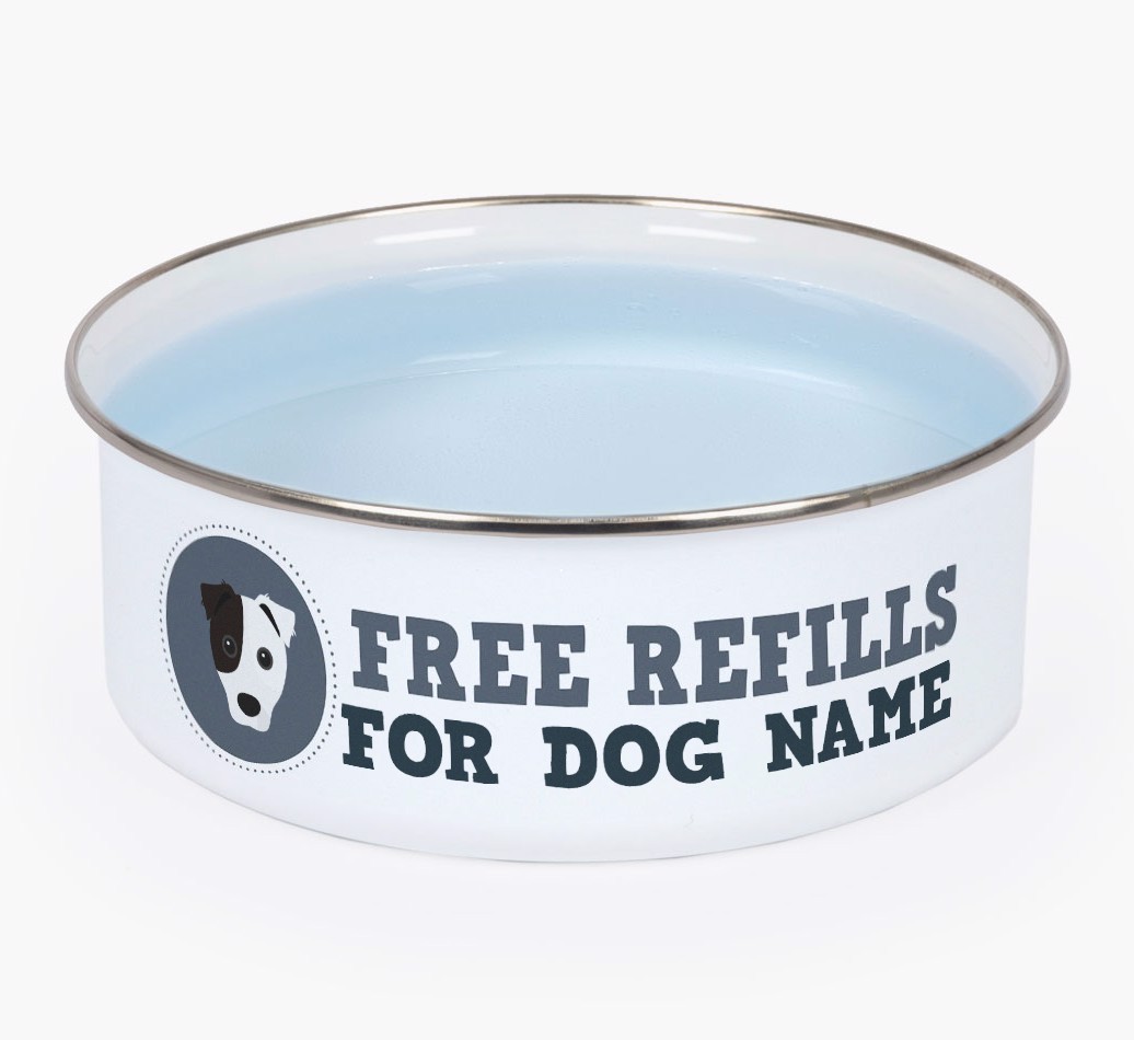 Free Refills: Personalised {breedFullName} Enamel Dog Bowl