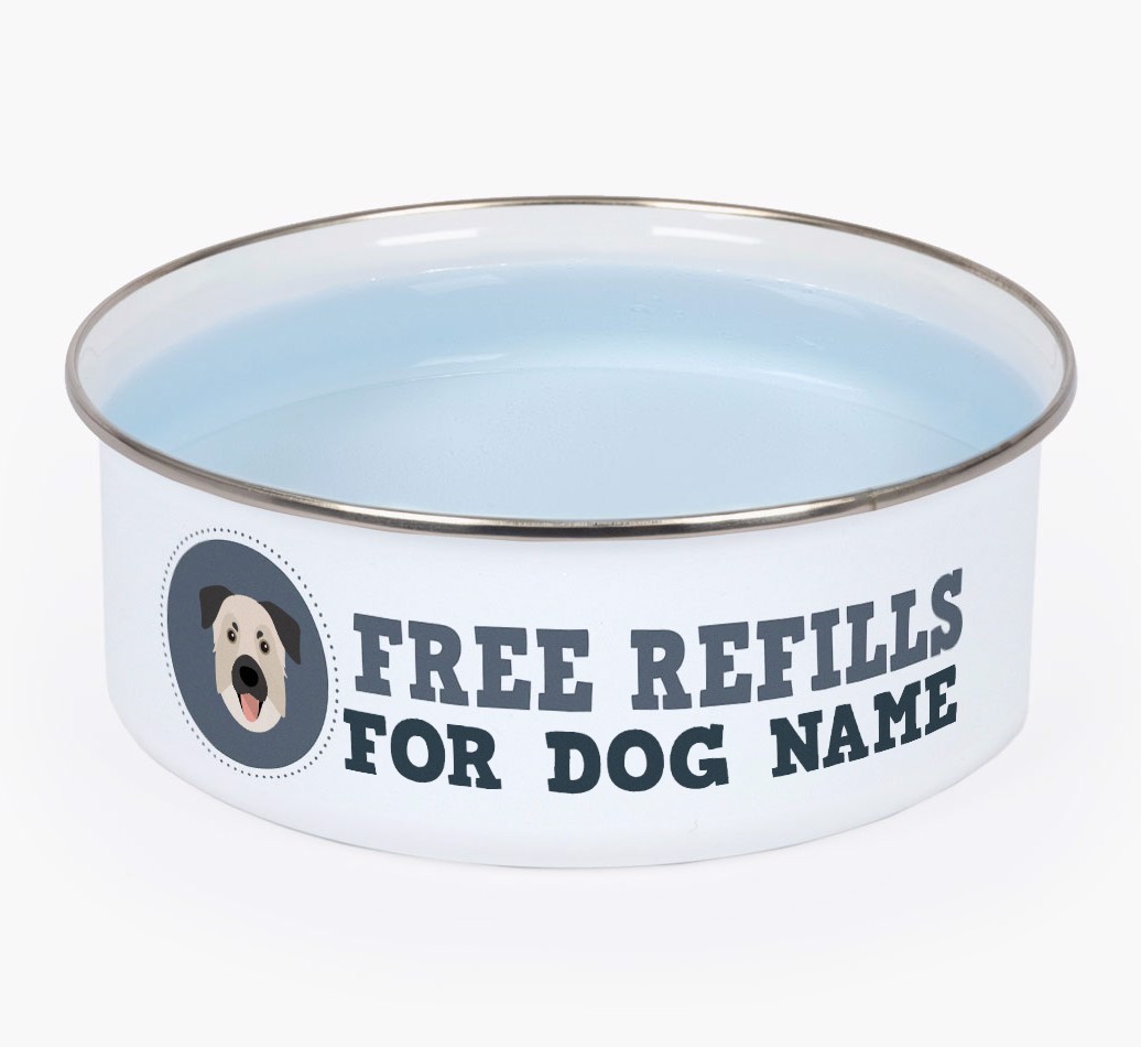 Free Refills: Personalised {breedFullName} Enamel Dog Bowl
