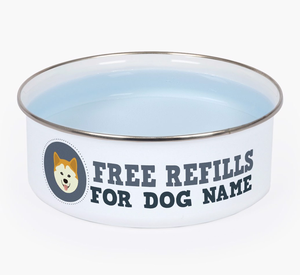 Free Refills: Personalised {breedFullName} Enamel Dog Bowl