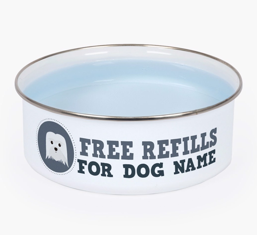 Free Refills: Personalised {breedFullName} Enamel Dog Bowl