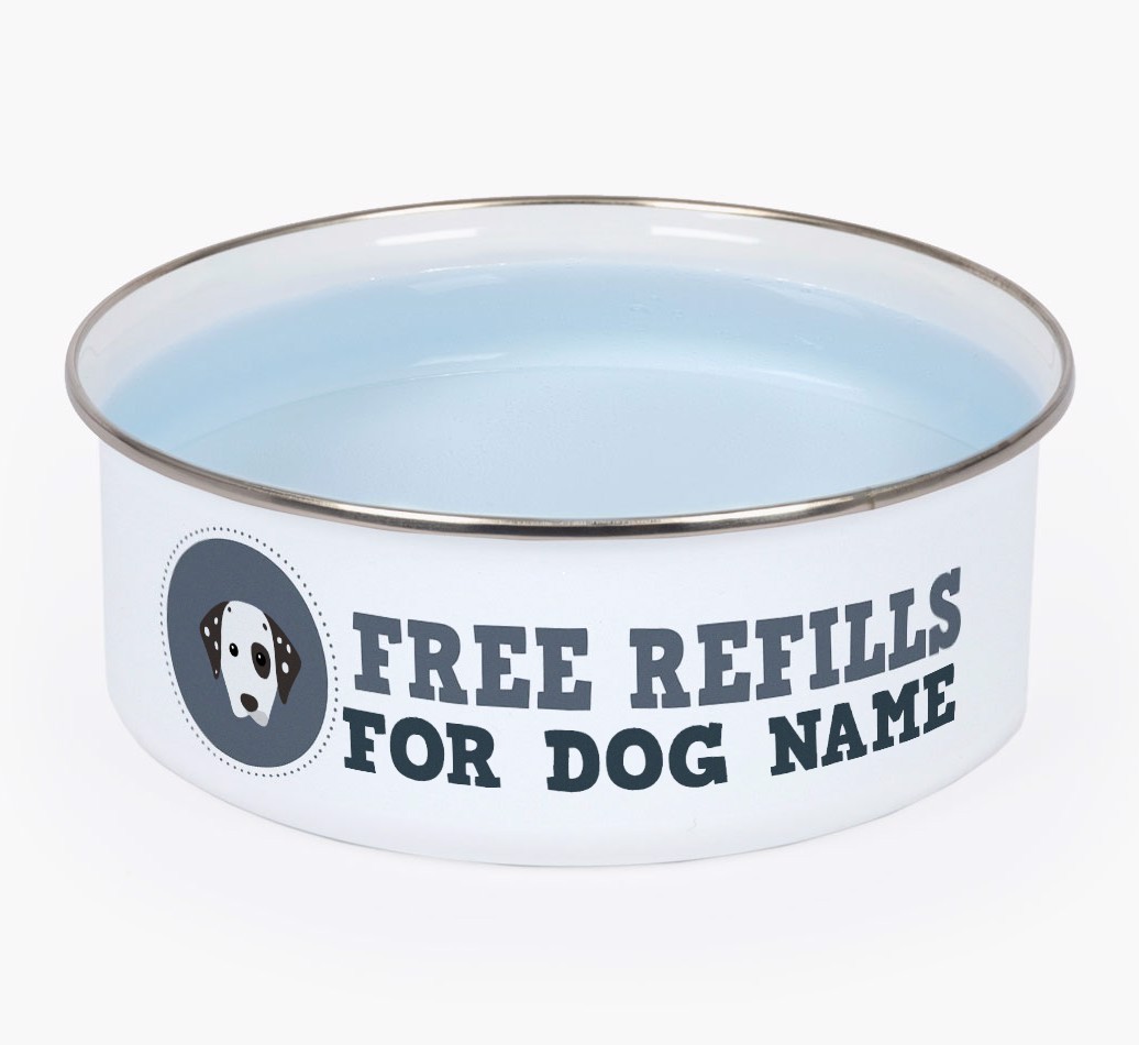 Free Refills: Personalised {breedFullName} Enamel Dog Bowl