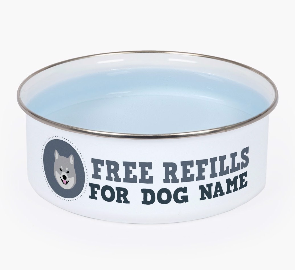 Free Refills: Personalised {breedFullName} Enamel Dog Bowl
