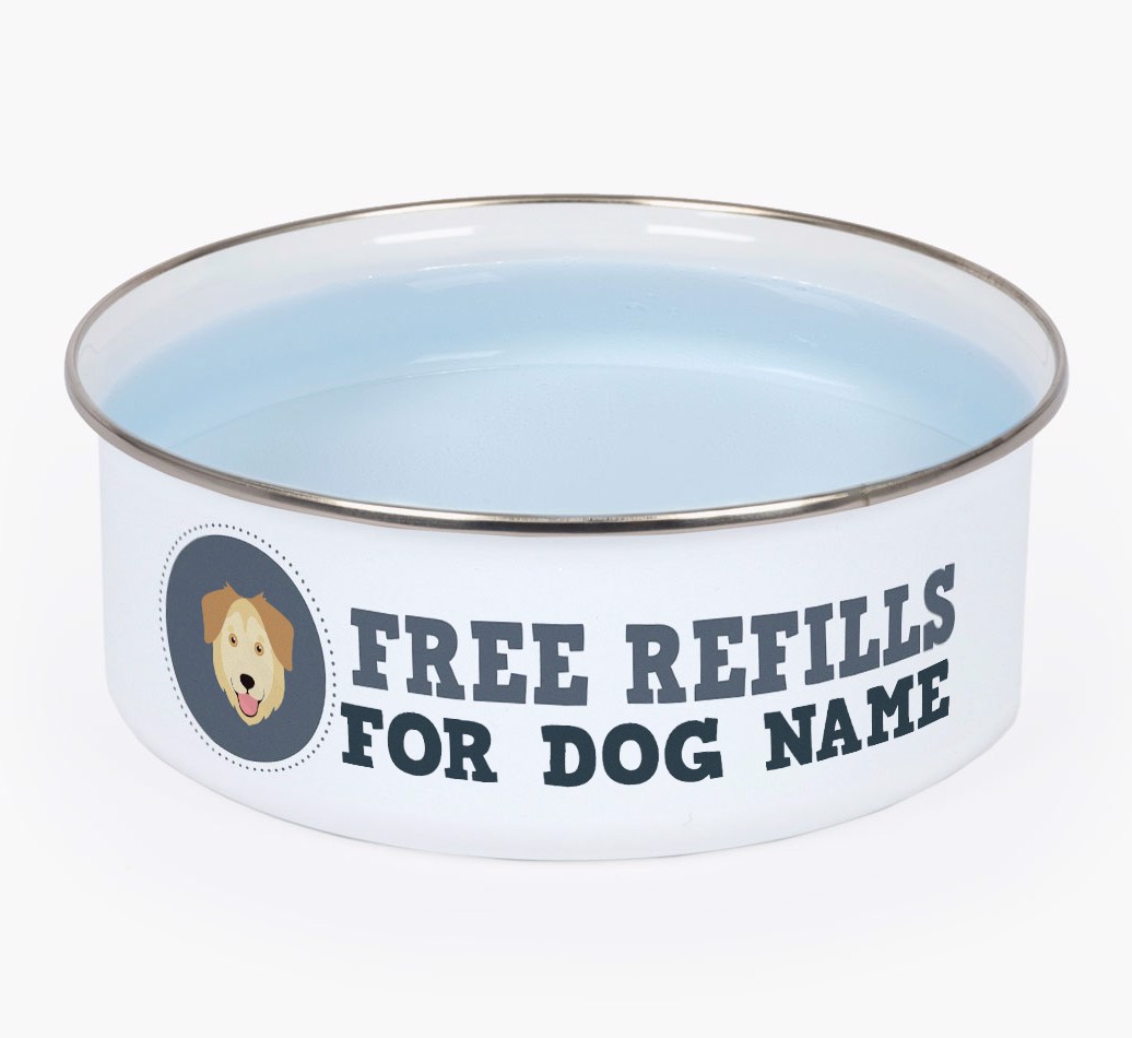 Free Refills: Personalised {breedFullName} Enamel Dog Bowl