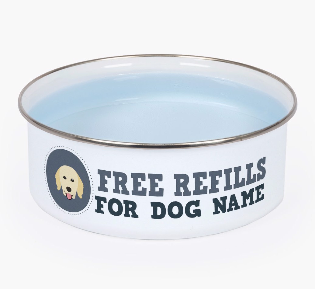 Free Refills: Personalized {breedFullName} Enamel Dog Bowl