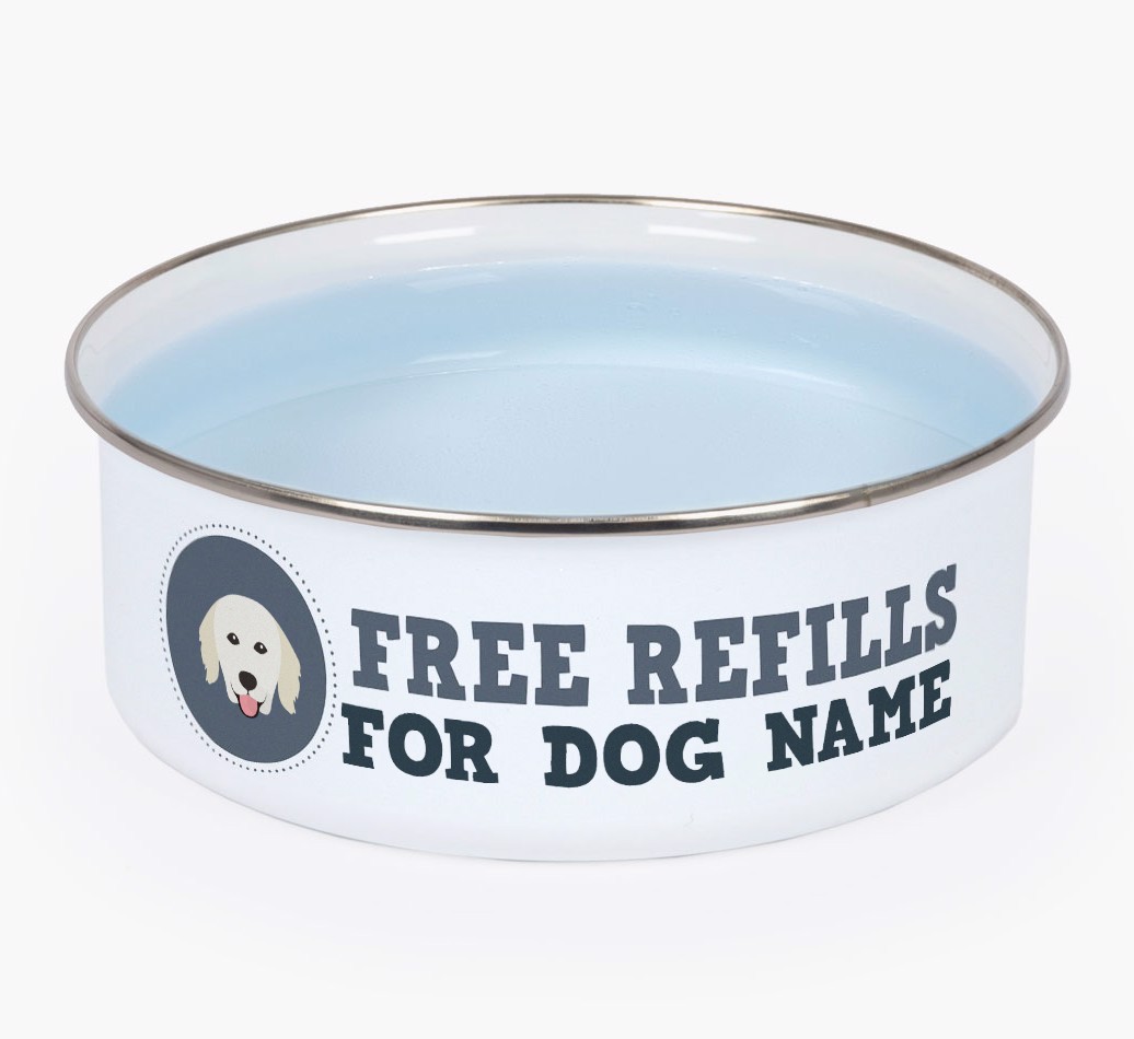 Free Refills: Personalised {breedFullName} Enamel Dog Bowl