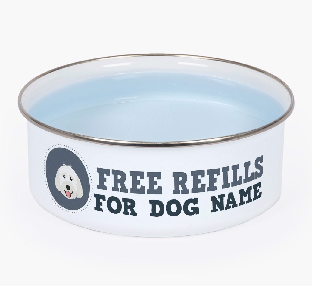Free Refills: Personalised {breedFullName} Enamel Dog Bowl