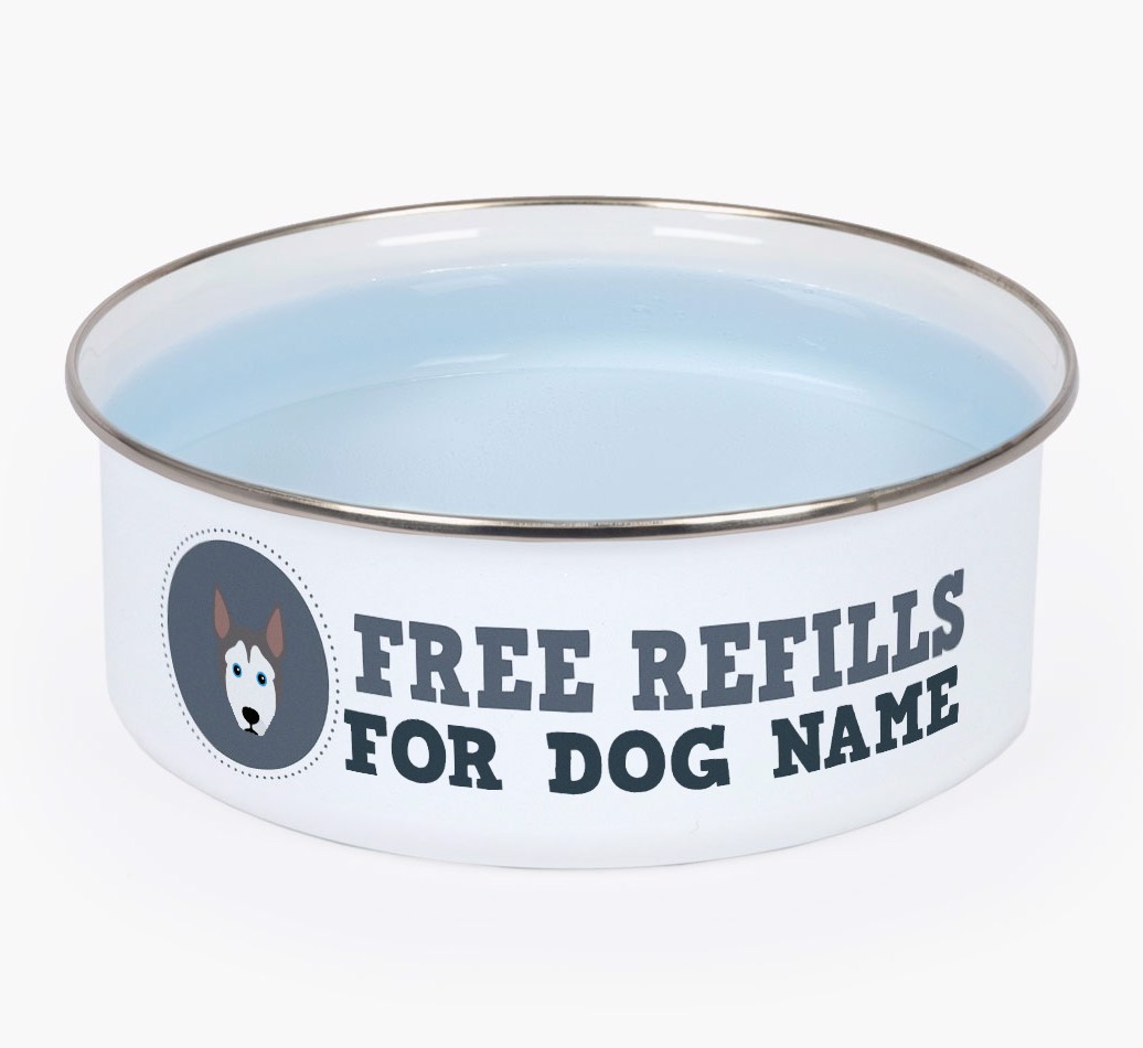 Free Refills: Personalised {breedFullName} Enamel Dog Bowl