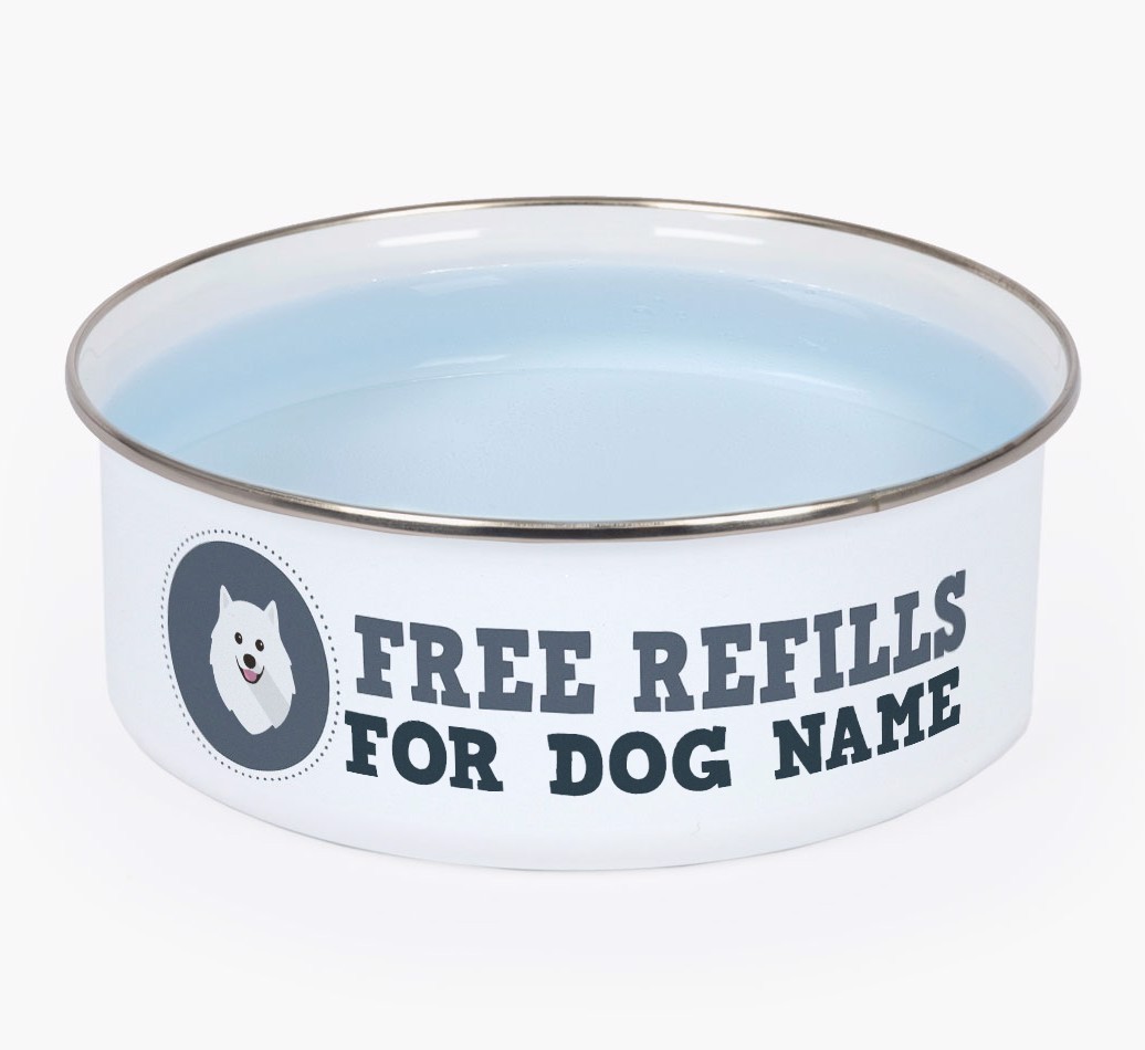 Free Refills: Personalised {breedFullName} Enamel Dog Bowl