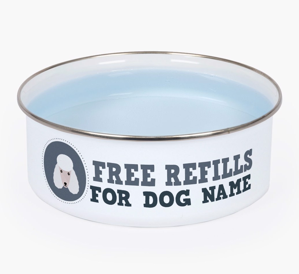 Free Refills: Personalised {breedFullName} Enamel Dog Bowl