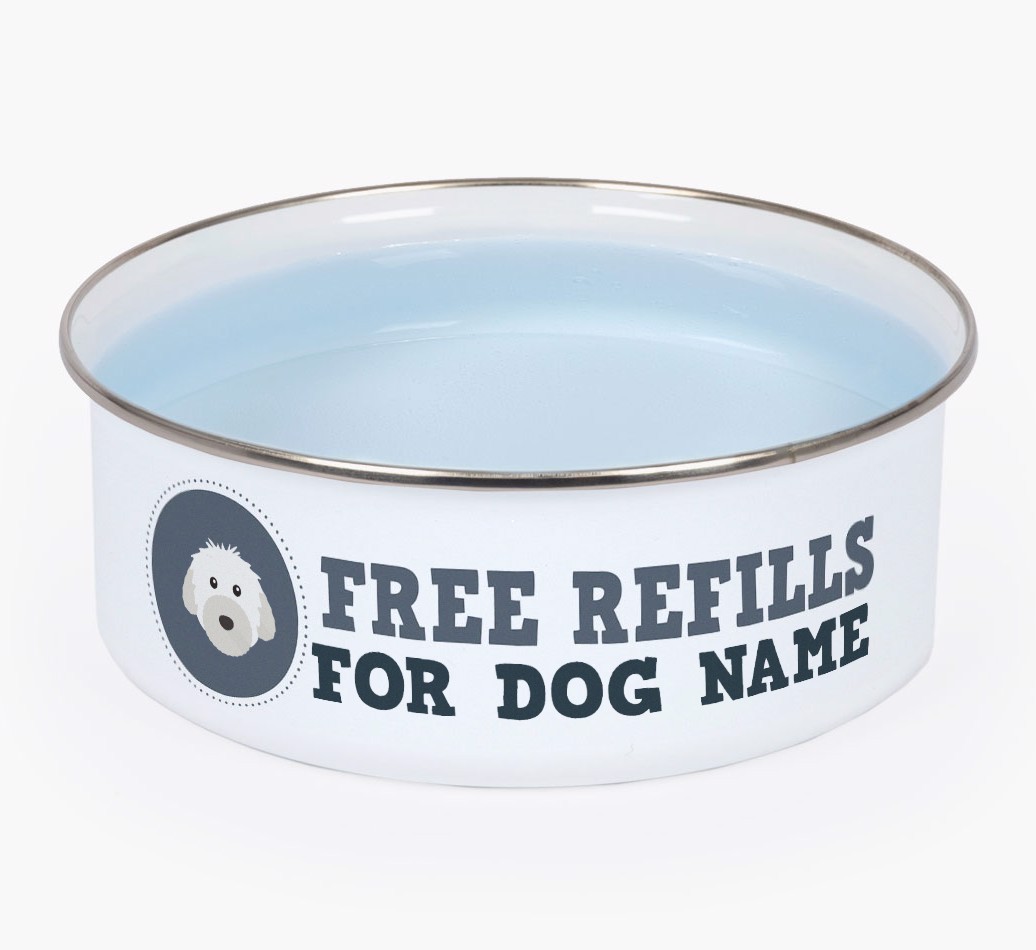 Free Refills: Personalised {breedFullName} Enamel Dog Bowl