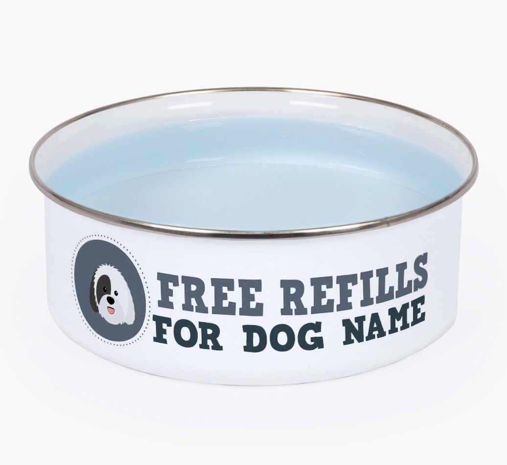 Free Refills: Personalized {breedFullName} Enamel Dog Bowl