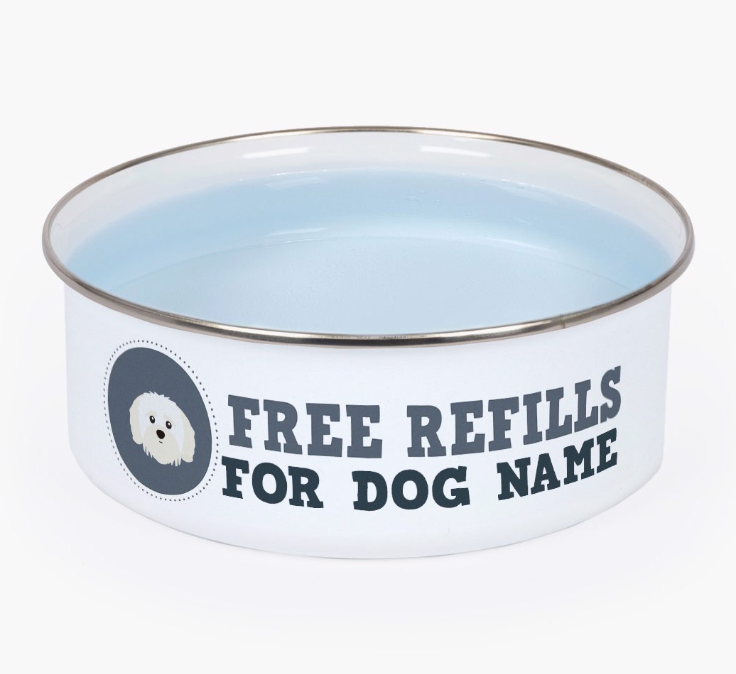 Free Refills: Personalised {breedFullName} Enamel Dog Bowl