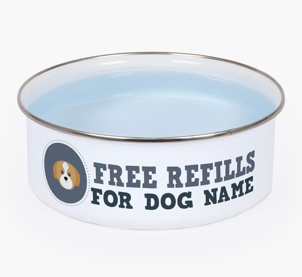 Free Refills: Personalised {breedFullName} Enamel Dog Bowl