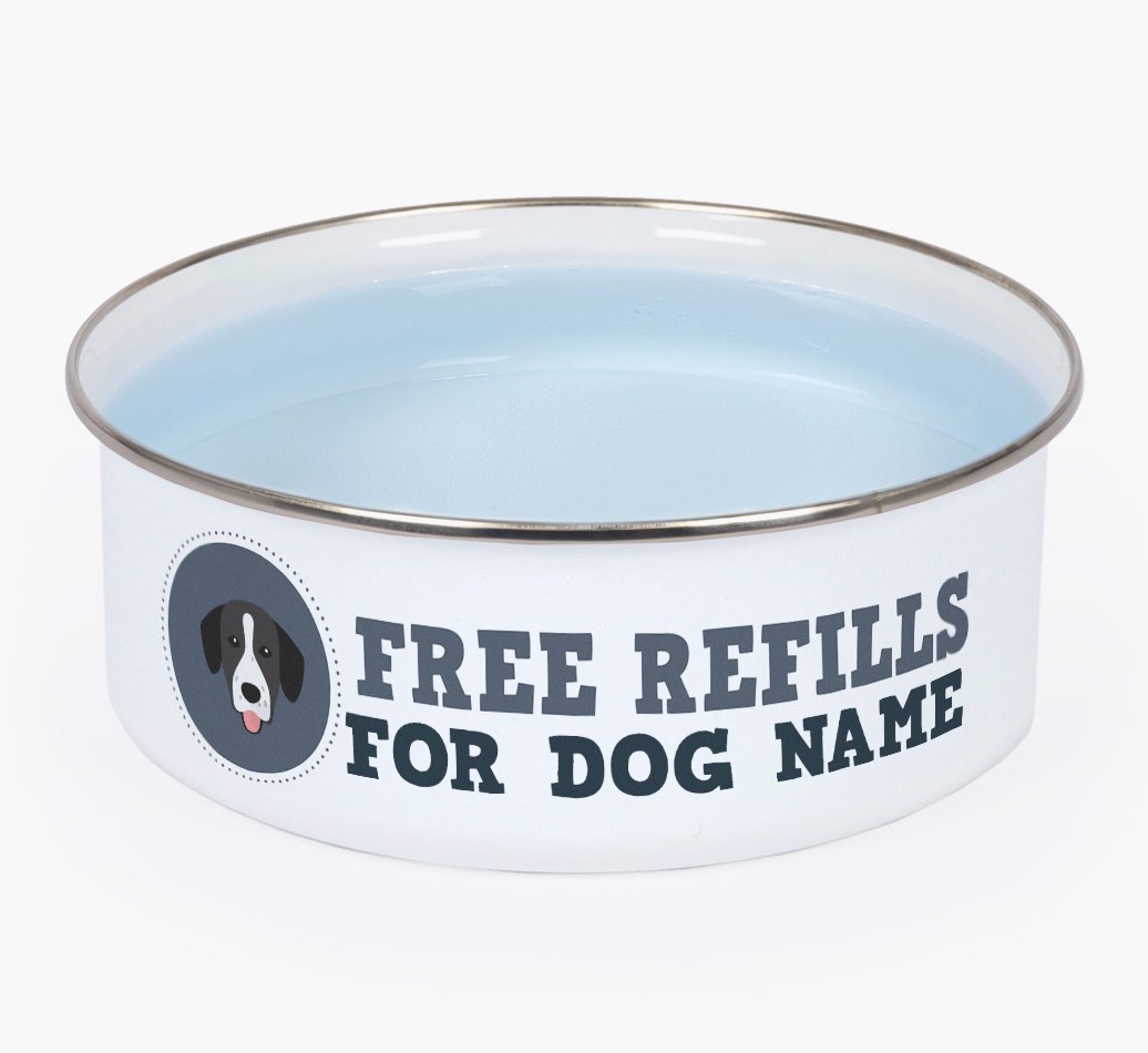Free Refills: Personalised {breedFullName} Enamel Dog Bowl