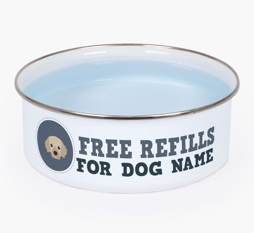 Free Refills: Personalised {breedFullName} Enamel Dog Bowl