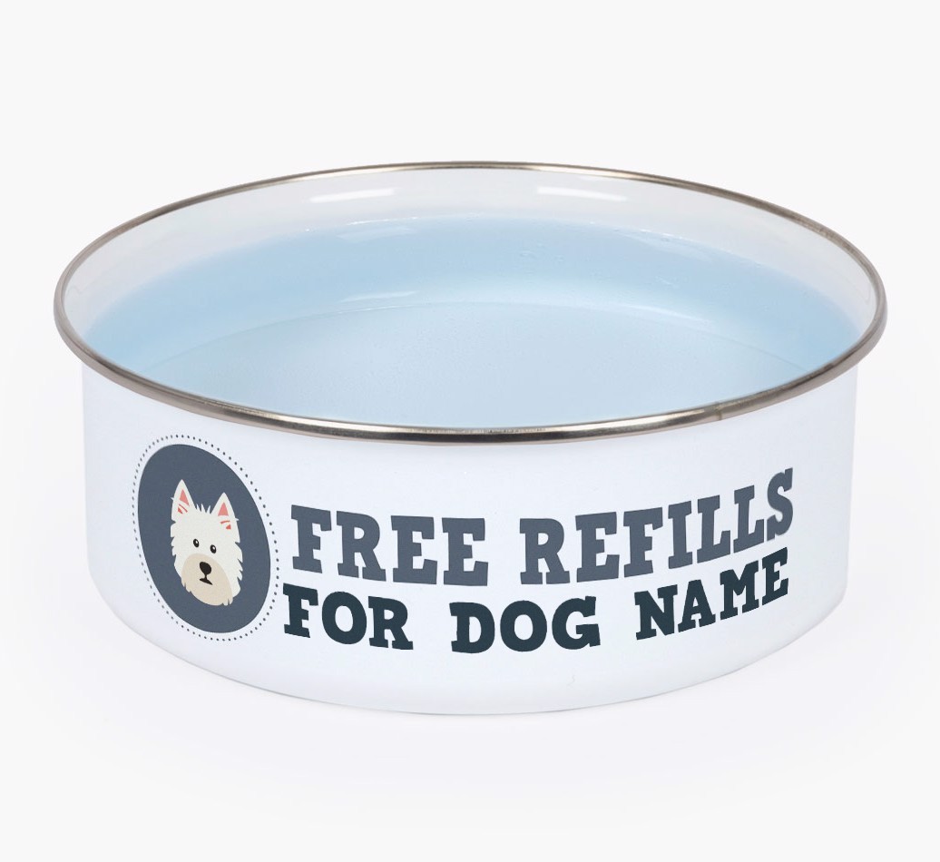 Free Refills: Personalised {breedFullName} Enamel Dog Bowl
