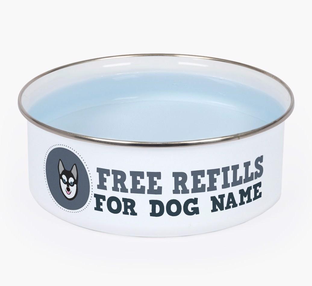 Free Refills: Personalized {breedFullName} Enamel Dog Bowl