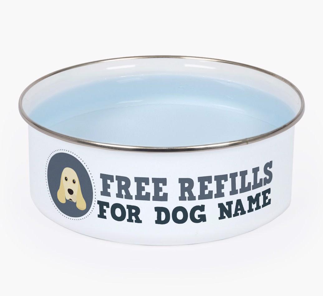 Free Refills: Personalized {breedFullName} Enamel Dog Bowl