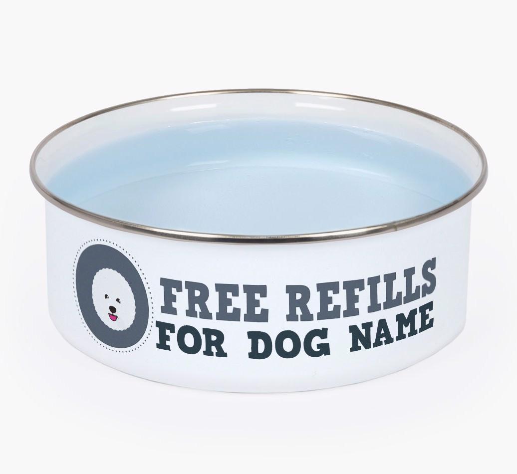Free Refills: Personalized {breedFullName} Enamel Dog Bowl