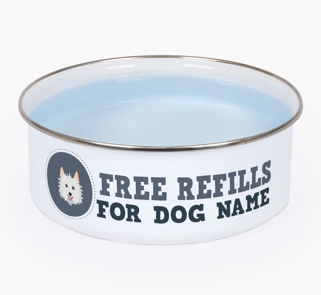Free Refills: Personalized {breedFullName} Enamel Dog Bowl