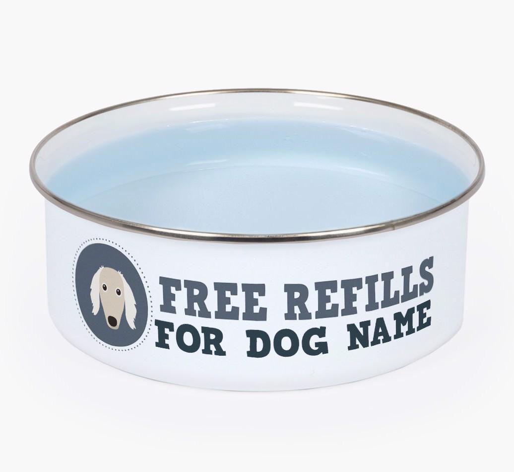 Free Refills: Personalized {breedFullName} Enamel Dog Bowl